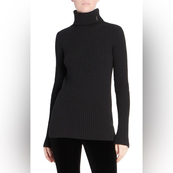 Saint Laurent Ribbed Virgin Wool Turtleneck - Picture 2 of 13